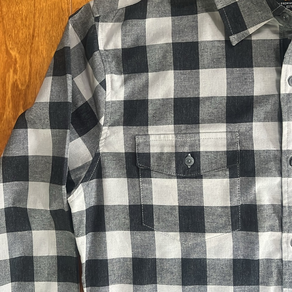 Lee Men's Black and White Buffalo Plaid Checkered Shirt Size Medium Casual - Picture 3 of 8